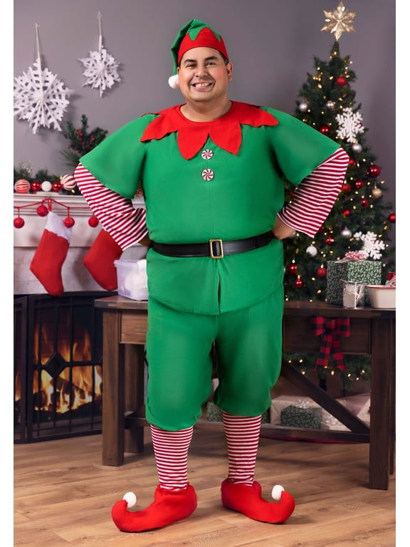 Men's Plus Size Holiday Elf Costume