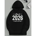 thumbnail image 1 of Men's Plus Size Hooded Sweatshirt - Class of 2026 Limited Edition, Black Casual Graduation Hoodie with Star & Stripes Design, Long Sleeve Polyester Knit for Comfort, 1 of 7