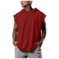 thumbnail image 1 of Men's Plus Size Hooded Tank Tops Oversized Sleeveless Hoodies Workout Gym Muscle T Shirt Size M-3XL Red, 1 of 5
