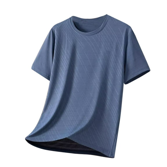 Men's Plus Size Ice Silk Shirts New Breathable Soft Short Sleeve Shirt Quick Dry Loose Running Workout Tee Tops
