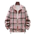 thumbnail image 1 of Men's Plus Size Jacket Solid-Color Plaid Casual Button Zipper Pocket Long Sleeve Stand-up Collar Outwear Jacket, 1 of 3