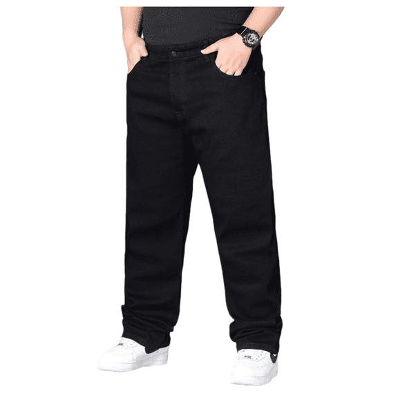 Men’s Plus-Size Lightweight Stretch Jeans, Loose-Fit Straight-Leg Denim Jogger Pants, Extra-Large Comfortable Casual Trousers for Daily Wear, Big & Tall Elastic Waist Pants