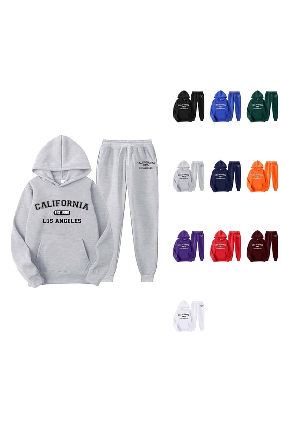 Men's Plus Size Long-Sleeved Letter Printed 2-Piece Sportswear Set – Casual Hoodie and Sweatpants
