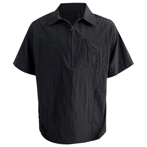 Men's Plus Size Loose Fit Pullover Shirt Collared, Lightweight, Suitable for Work & Casual, Durable, Nylon/Spandex, Multiple Sizes