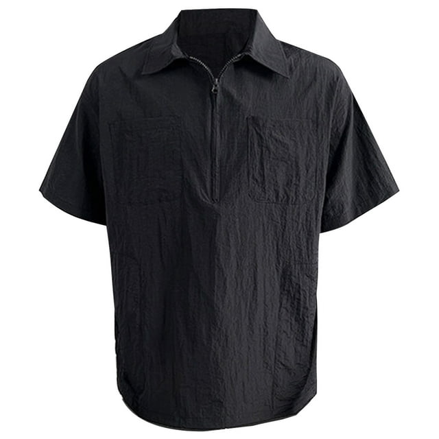 Men's Plus - Size Loose Fit Pullover Shirt - Collared, Lightweight, Suitable for Work & Casual, Durable, Nylon/Spandex, Multiple Sizes