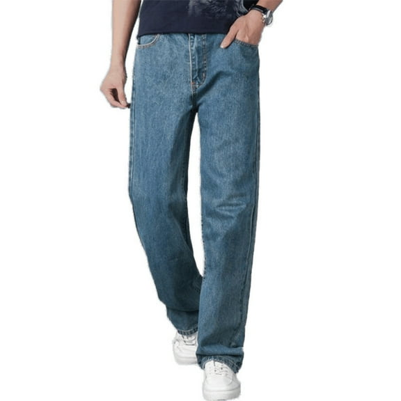 Men’s Plus-Size Loose-Fit Straight-Leg Jeans, Big & Tall Casual Denim Pants, Comfortable Relaxed Large-Size Trousers for Daily Wear, Durable Classic Everyday Basics