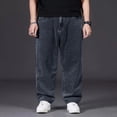thumbnail image 1 of Men's Plus Size Loose Fit Straight Leg Jeans, Wide Leg Casual Denim Pants for Street Style Fashion, Comfortable and Roomy Trousers for Everyday Relaxed Wear and Urban Outfits Grey XXL, 1 of 4