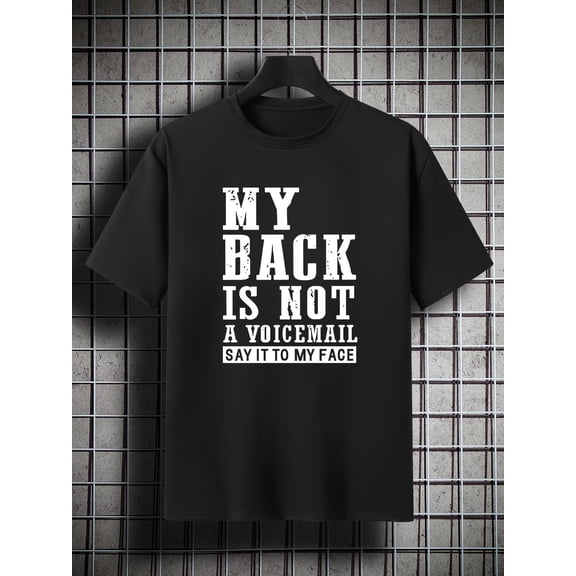 Men's Plus Size 'MY BACK IS NOT...' Print Plain Color Short Sleeve Crew Neck T-shirt, Oversized Casual Clothing For Big And Tall Guys Best Sellers Gifts