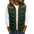thumbnail image 1 of Men's Plus Size Outdoor Winter Vest Outerwear Hooded Padded Puffer Sleeveless Vest Green M, 1 of 6