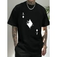 thumbnail image 1 of Men's Plus Size Oversized Graphic T-Shirt - Summer Casual Short Sleeve Tee with Bold Geometric Print, Relaxed Fit, Machine Washable, White & Red Design, Breathable Fabric, 1 of 8