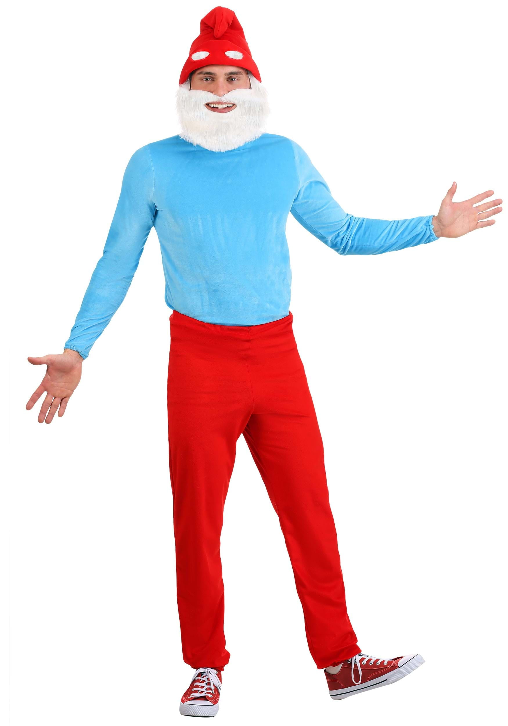 Halloween Special The Smurfs Adult Papa Smurf Costume with Beard and Hat Walmart