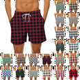 thumbnail image 1 of Men's Plus Size Plaid Casual Shorts Elastic Waist Drawstring Quick Dry Beach Short Breathable Vacation Outdoor Summer Sports Board Shorts, 1 of 5