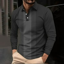 Men's Plus Size Shirt Casual Long Sleeve Color Block Tops Patchwork Collared Striped Shirts Work Business Casual Golf