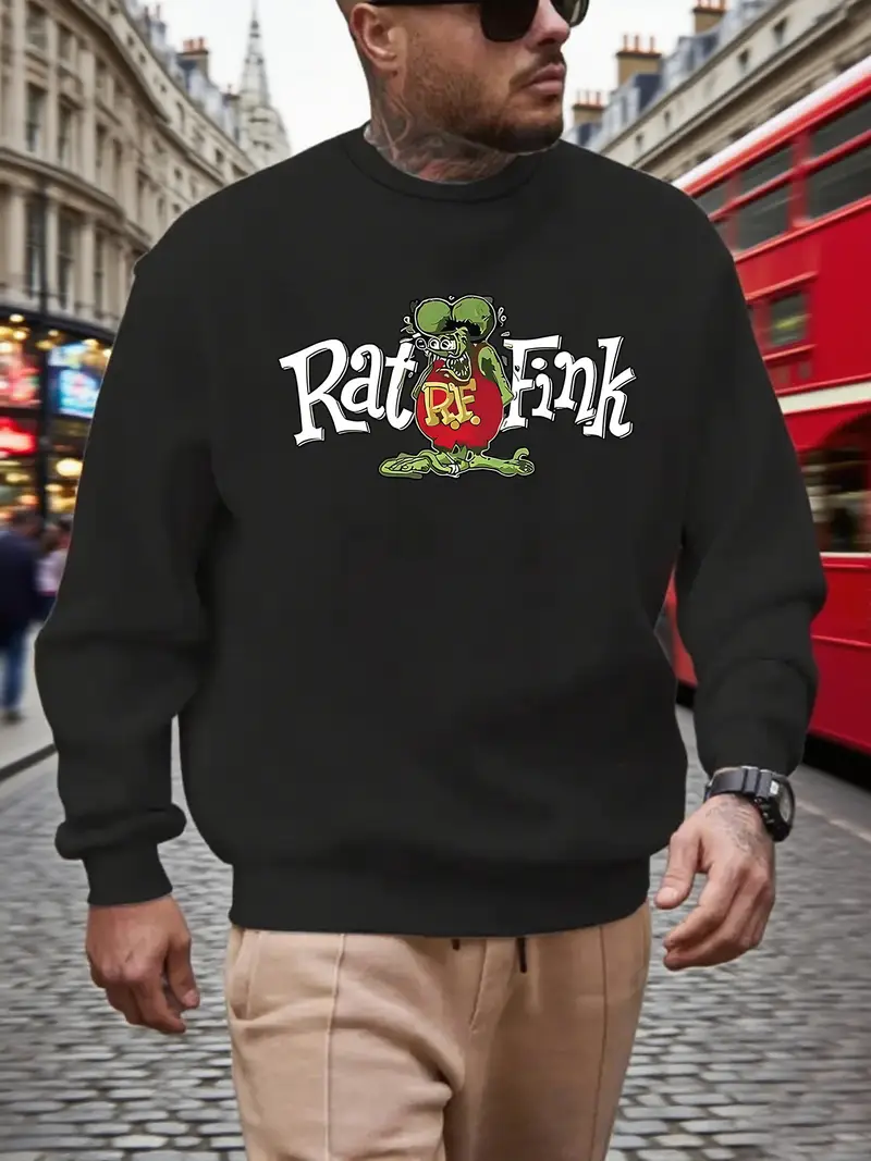 Men's Plus Size Rat Fink Graphic Sweatshirt - Retro 50s/60s Inspired ...