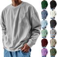 thumbnail image 1 of Men's Plus Size Shirt Long Sleeve Crew Neck Solid Color Big&Tall Shirts Casual Loose T-shirt Outdoor Sport Pullover Blouse Outerwear S-4XL, 1 of 6