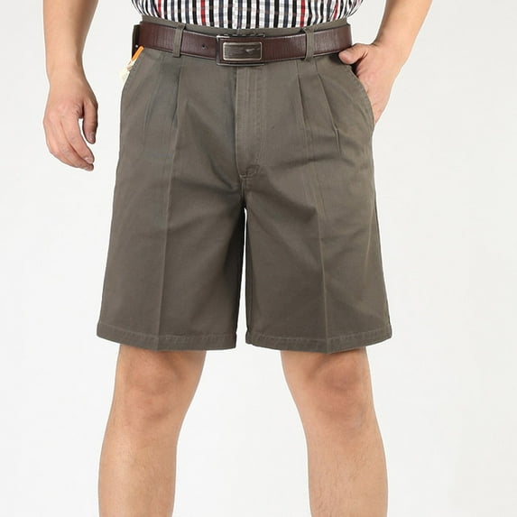 Men's Plus Size Shorts High Waist Pleated Business Flat Front Straight Leg Dress Shorts for Office Casual Work Golf Shorts