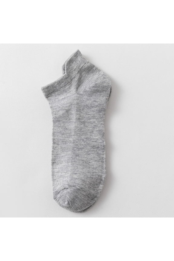 Men's Plus Size No Show Boat Socks, Big and Tall Low Cut Invisible Liner Socks for Size 10-14 (42-48), Solid Color Non-Slip Cotton Socks, Gray, One Size