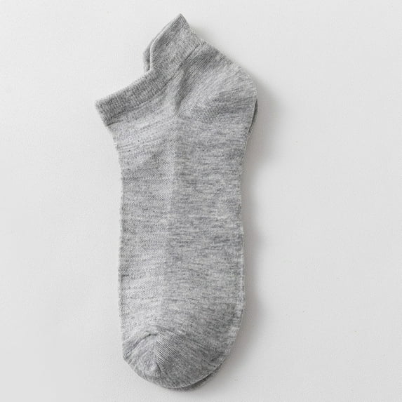 Men's Plus Size No Show Boat Socks, Big and Tall Low Cut Invisible Liner Socks for Size 10-14 (42-48), Solid Color Non-Slip Cotton Socks, Gray, One Size