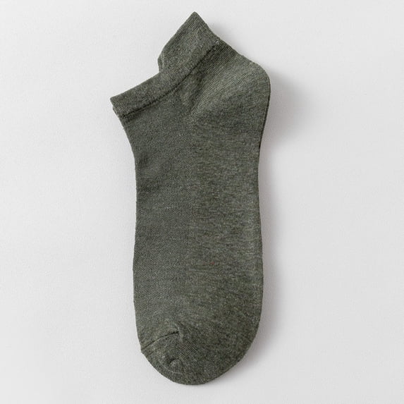 Men's Plus Size No Show Boat Socks, Big and Tall Low Cut Invisible Liner Socks for Size 10-14 (42-48), Solid Color Non-Slip Cotton Socks, Green, One Size