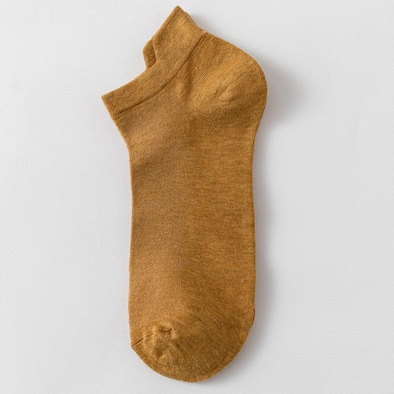 Men's Plus Size No Show Boat Socks, Big and Tall Low Cut Invisible Liner Socks for Size 10-14 (42-48), Solid Color Non-Slip Cotton Socks, Yellow, One Size