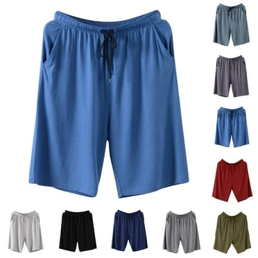 Men's Plus Size Sleep Shorts Clearance Akafmk Men Cotton Pajamas Shorts Soft Sleepwear Bottom Shorts Solid Color Loose Home Shorts Lightweight Loungewear Shorts with Pockets