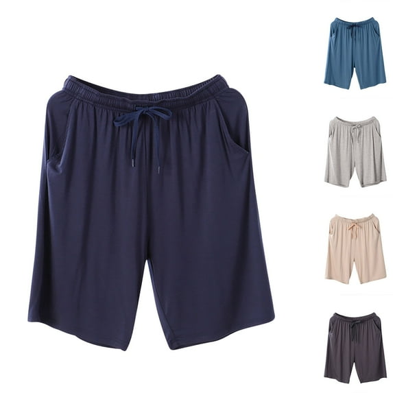 Men's Plus Size Sleep Shorts Akafmk Men's Pajama Shorts Soft Sleepwear Bottom Shorts Home Shorts Lightweight Loungewear Shorts with Pockets