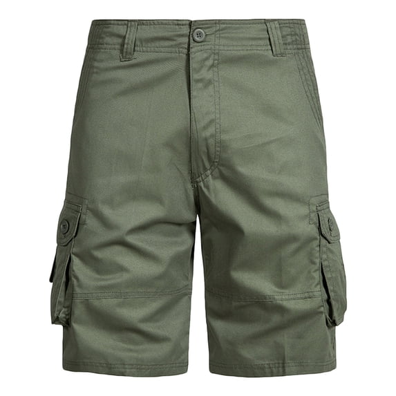 Men's Plus Size Solid Cargo Shorts Cotton Comfy Lightweight Workout Shorts Soft Summer Multi Pockets Sports Shorts
