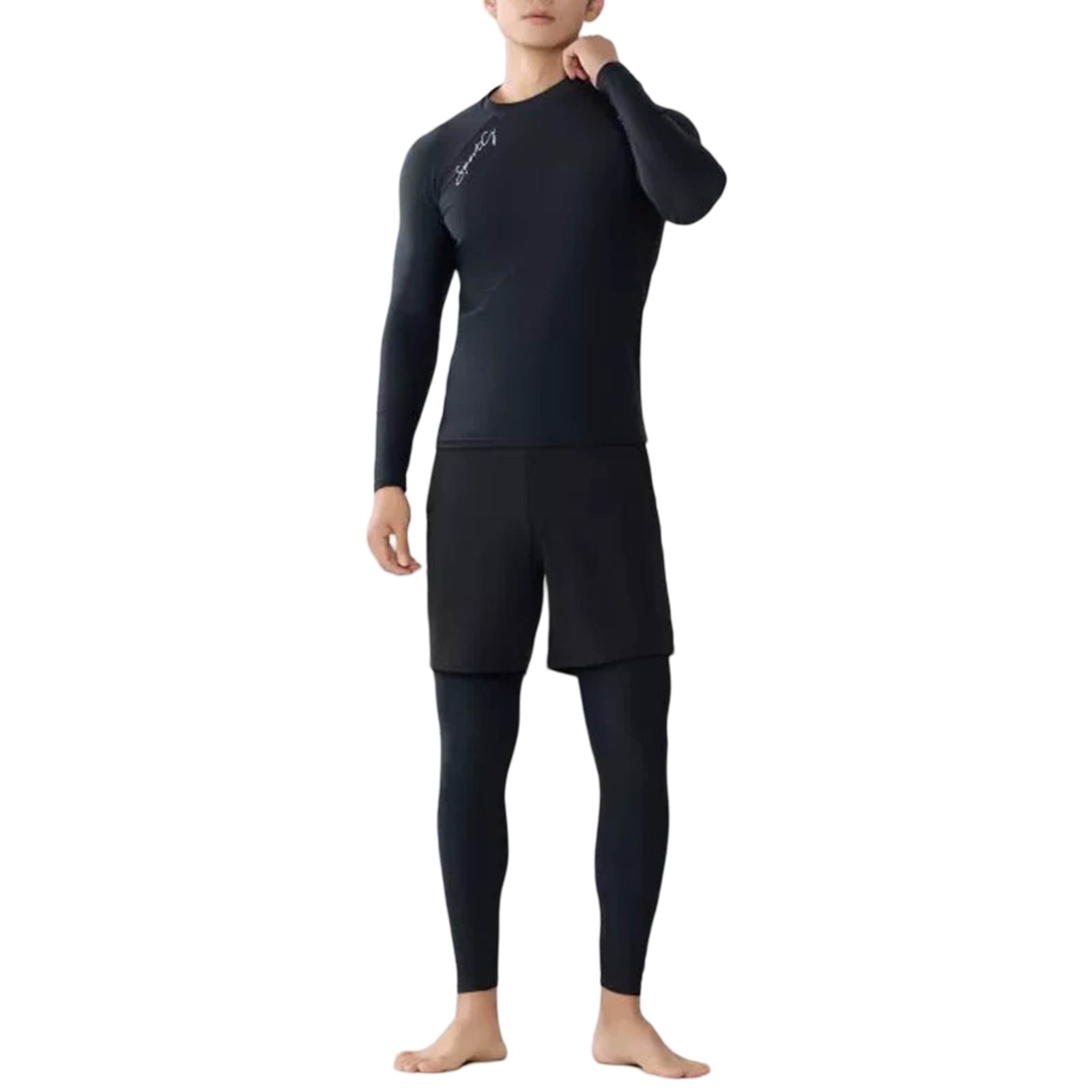 Men's Plus Size Split Diving Swimming , Full Body Sunscreen, Three Piece Suit, Nylon/Spandex, Elastic Waist, Quick Drying, for Surfing & Swimming, Sizes L XXXXXXXL