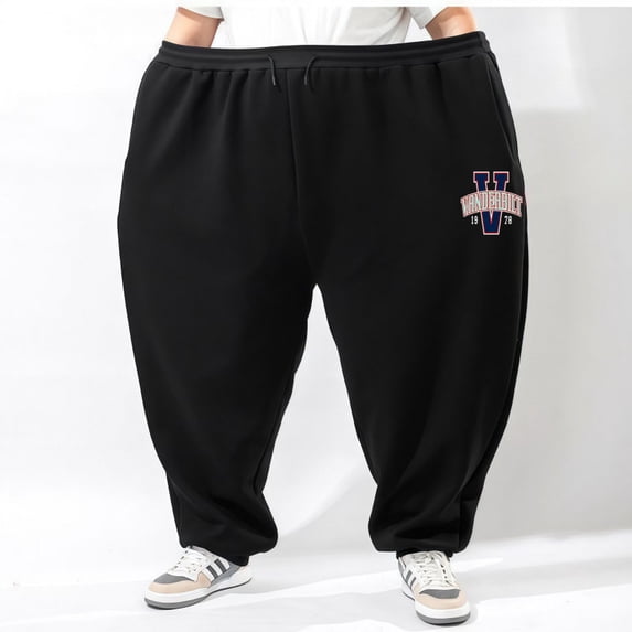 Men's Plus Size Sweatpants, Oversized Drawstring Loose Jogger Trousers