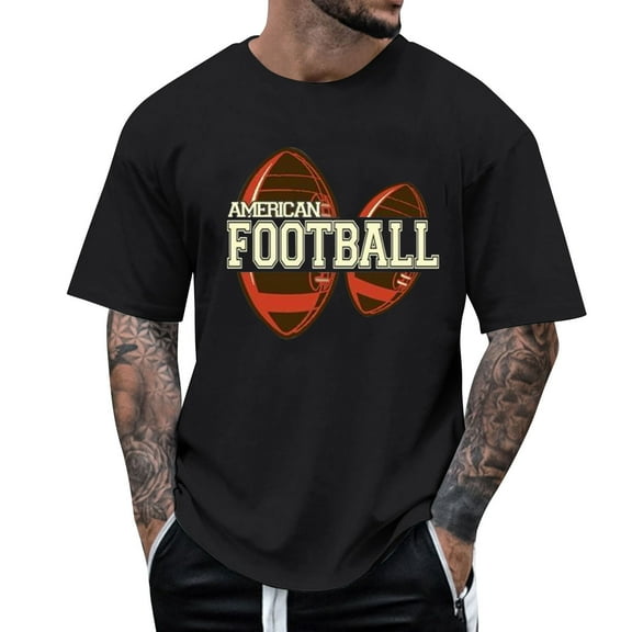Men's Plus Size T-Shirts Football Printed Crew Neck Short Sleeved T Shirts Graphic Tees Fashion Versatile Pullover Tshirt