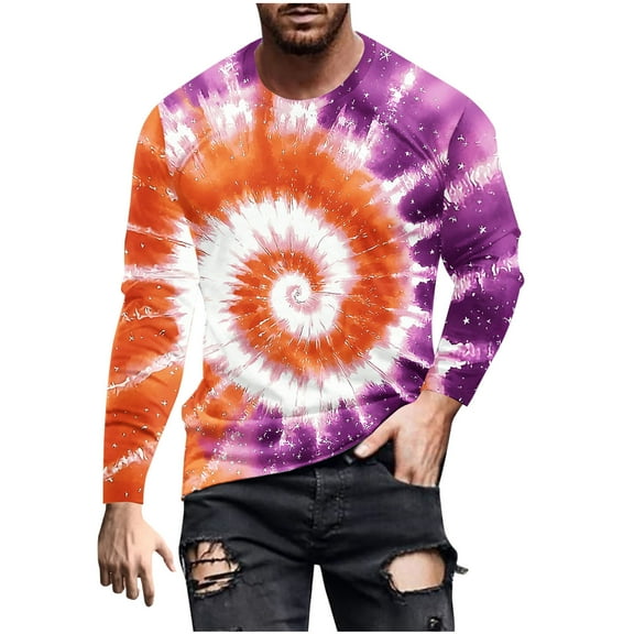 Men's Plus Size T Shirts Printed Crewneck Long Sleeve Shirts Breathable Lightweight Slim Fit Sports Blouse Shirt