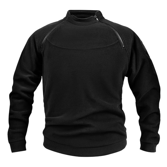 Men's Plus Size Tactical Fleece Lined Jacket 1/4 Zip Up Long Sleeve Crewneck Sweatshirts Winter Warm Pullover with Zipper Pockets