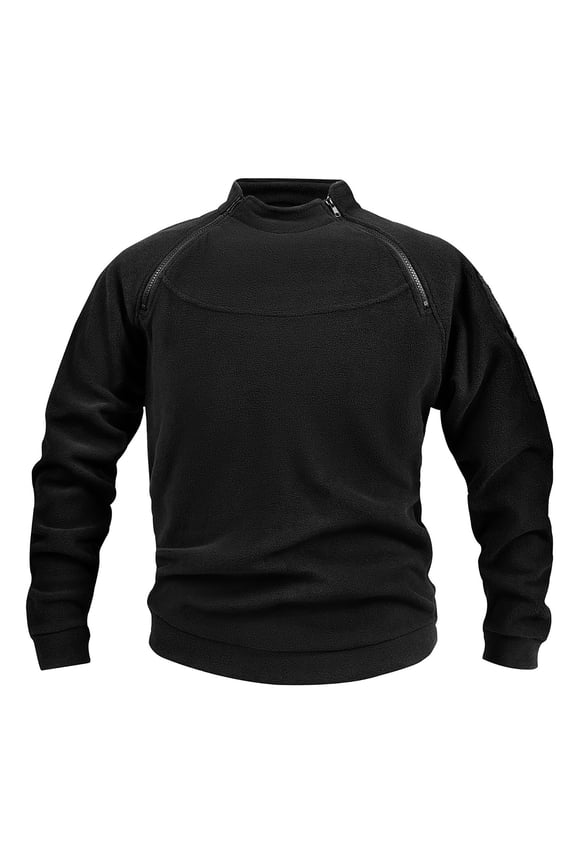 Men's Plus Size Tactical Fleece Lined Jacket 1/4 Zip Up Long Sleeve Crewneck Sweatshirts Winter Warm Pullover with Zipper Pockets