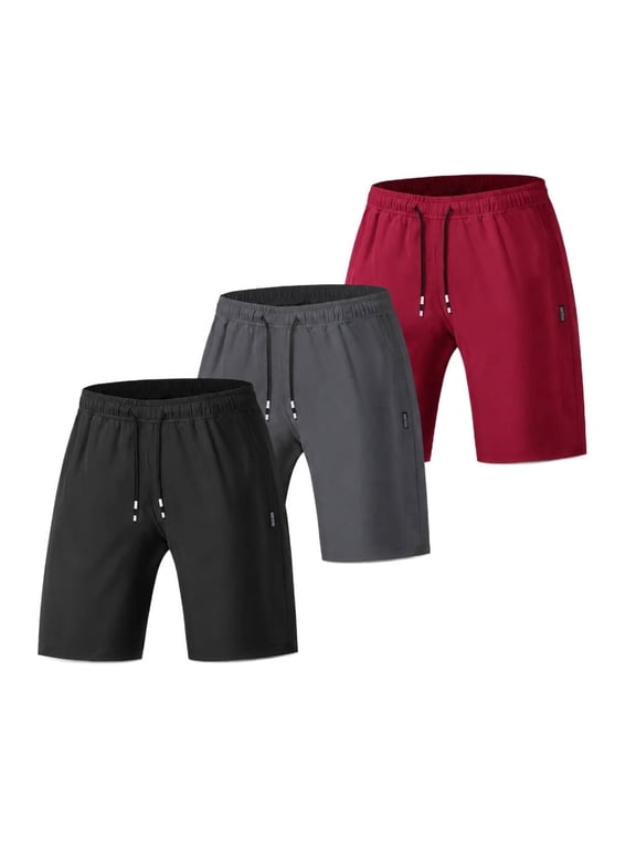 Men's Plus Size Three-Piece Athletic Shorts, Quick-Dry Shorts, Sizes 3XL - 5XL