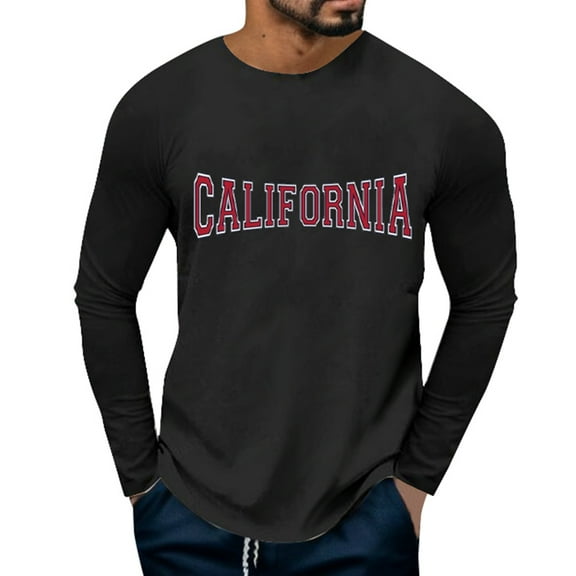 Men's Plus Size Tshirts California Printed Round Neck Long Sleeve T Shirt Graphic Tees Comfort Dailywear Tee Shirt Tops