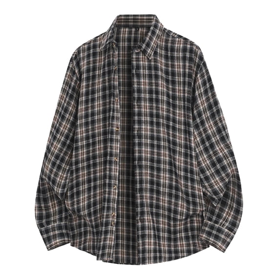 Men's Plus Size Western Cowboy Shirts Long Sleeve Plaid Casual Button Down Work Shirt Size 3XL Black