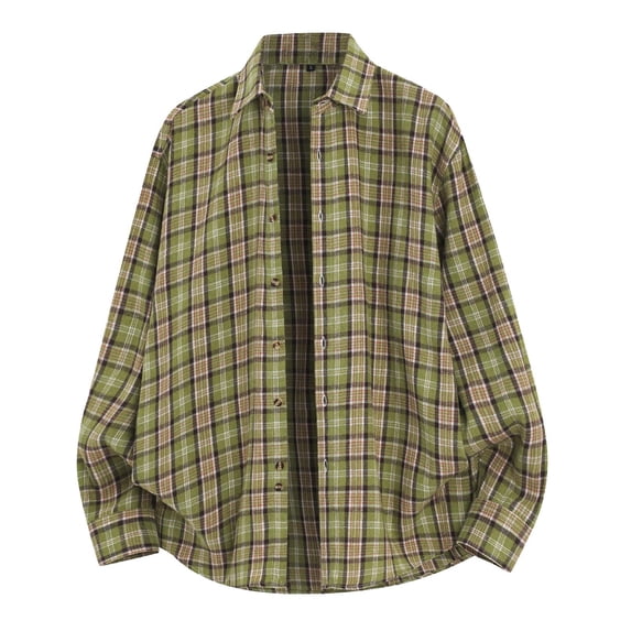 Men's Plus Size Western Cowboy Shirts Long Sleeve Plaid Casual Button Down Work Shirt Size 3XL Green