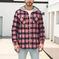 thumbnail image 1 of Men's Plus Size Winter Coat Jacket Casual Patchwork Fashion Plaid Hooded Button Long Sleeve Shirt Blouse, 1 of 7
