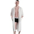 thumbnail image 1 of Men's Plus Size Zipper Front Robe Nightgowns, Loose Spa Bathrobe V-neck Soft Loungewear Robes Sleepwear with Pockets, 1 of 8