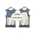 thumbnail image 1 of Men's Plus Velvet Slim Sleeveless Vest V Neck Thermal Underwear, 2-Packs, 1 of 4