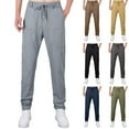 thumbnail image 1 of Men's Plus-size Casual Cargo Pants, Elastic Waist Water Resistant Tracksuit Pants for Outdoor, Hiking and Big & Tall,Army Green,M, 1 of 4