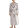thumbnail image 1 of Men's Plush Bathrobe Soft Long Sleeve Fleece Bath Robe Bathrobe Super Absorbent Spa Robe Collar Loose Fit Fleece Loungewear Winter Warm Robe Housecoat, 1 of 6
