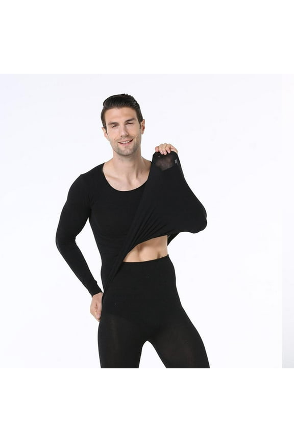 Men's Plush Thermal Innerwear & Underwear Set Clothes Cotton Pants and SY4 K0J2