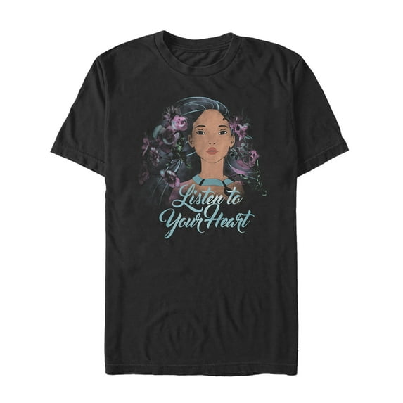 Men's Pocahontas Watercolor Wind Graphic Tee Black 4X Large