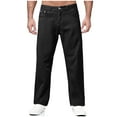 thumbnail image 1 of Men's Pocket Detail Denim Jeans - Solid Straight Wide Leg Concise Comfort, 1 of 8
