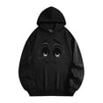 thumbnail image 1 of Men's Pocket Graphic Hooded Pullover, Animated, Large-eyed Face with Surprised Expression, Sizes S-2XL, 1 of 8