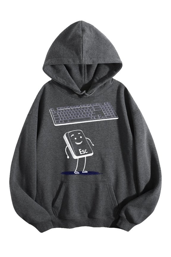 Men's Pocket Graphic Hooded Pullover, Keyboard Above Smiling Esc Key, Sizes S-2XL