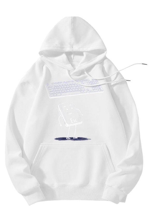 Men's Pocket Graphic Hooded Pullover, Keyboard Above Smiling Esc Key, Sizes S-2XL