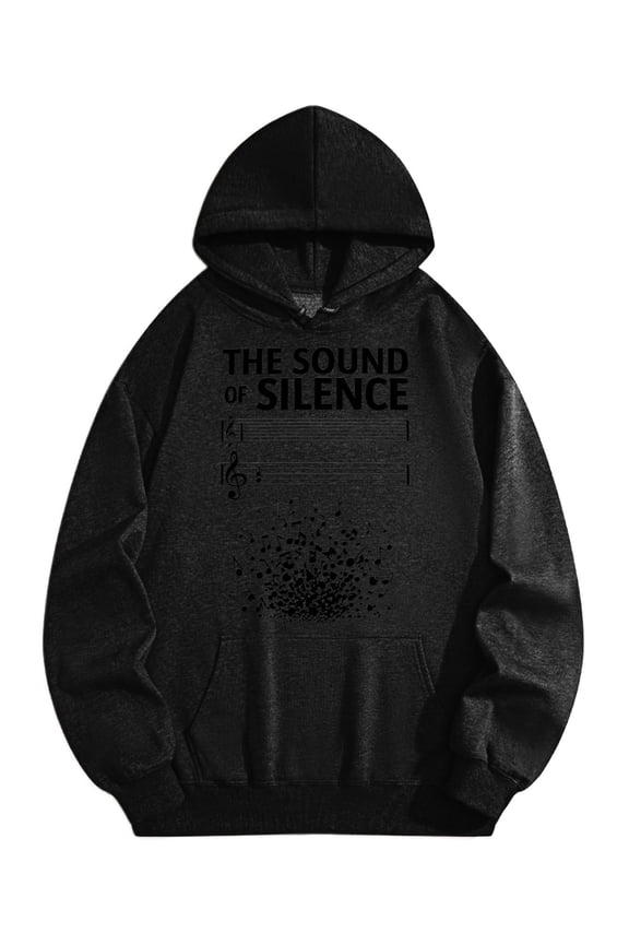 Men's Pocket Graphic Hooded Pullover, Music Notes in Dynamic Explosion, Sizes S-2XL