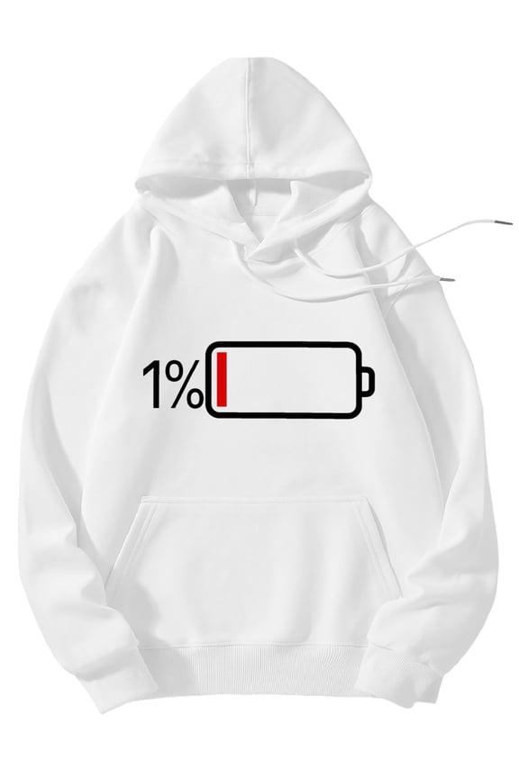 Men's Pocket Graphic Hooded Pullover, Phone Battery at 1% Charge, Sizes S-2XL